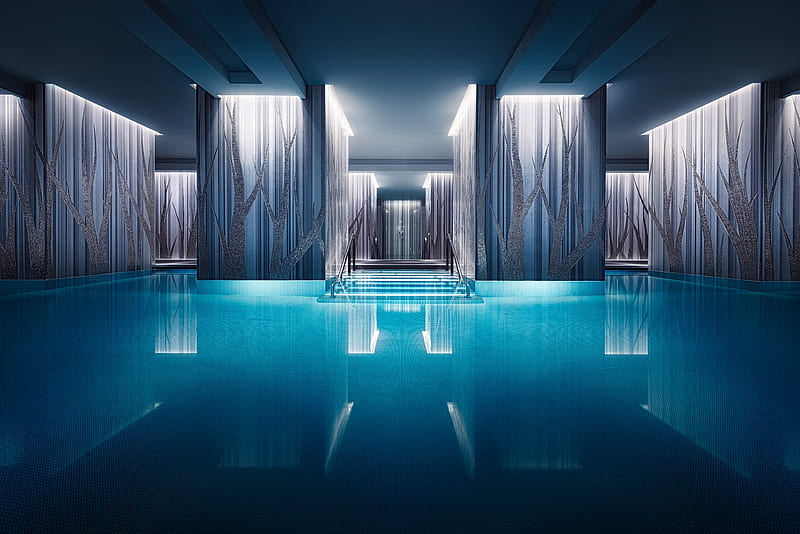 HD-wallpaper-modern-pool-architecture-designed-door-texture-shadows-steel-otto-berkeley-handrail-blue-interior-design-luxury-hotel-unique-trees-pool-5400x3604-serene-reflections-branches-tile